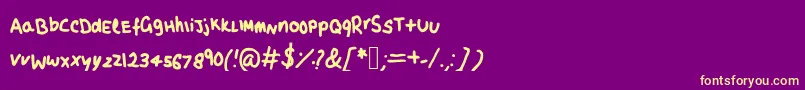 Fonte MayaSScript – fontes amarelas em um fundo roxo