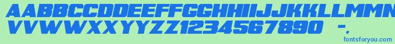 SuperRetroItalicM54 Font – Blue Fonts on Green Background