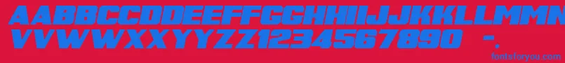 SuperRetroItalicM54 Font – Blue Fonts on Red Background