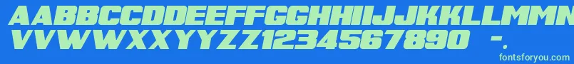 SuperRetroItalicM54 Font – Green Fonts on Blue Background