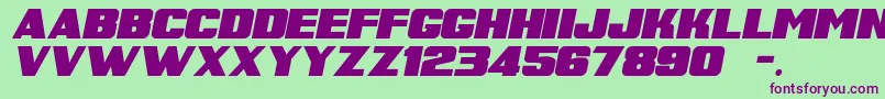 SuperRetroItalicM54 Font – Purple Fonts on Green Background