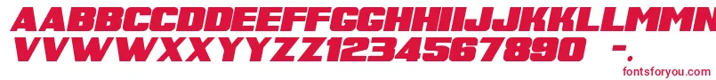 フォントSuperRetroItalicM54 – 白い背景に赤い文字