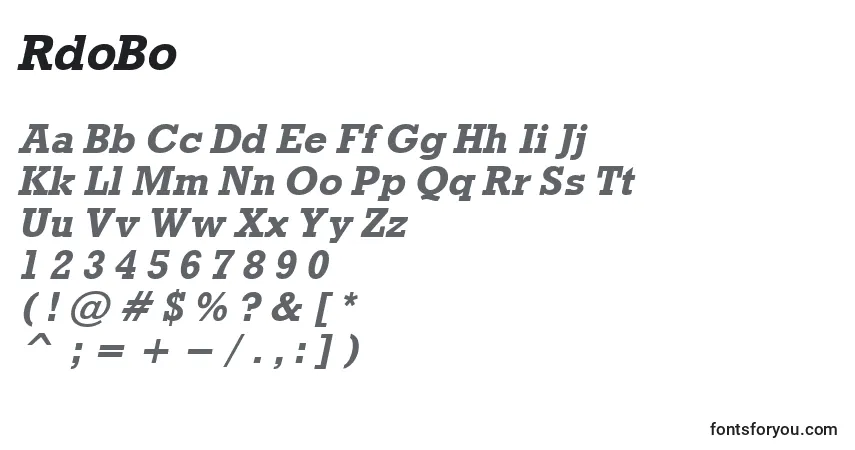 Schriftart RdoBo – Alphabet, Zahlen, spezielle Symbole