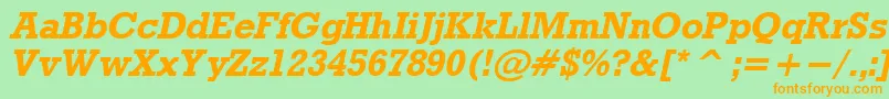 フォントRdoBo – オレンジの文字が緑の背景にあります。