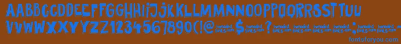 DkPundak-Schriftart – Blaue Schriften auf braunem Hintergrund