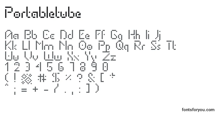 A fonte Portabletube – alfabeto, números, caracteres especiais