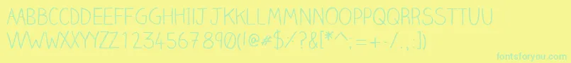 Clairehandlight-Schriftart – Grüne Schriften auf gelbem Hintergrund