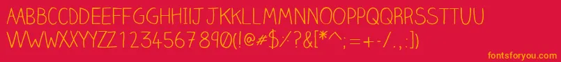 Clairehandlight Font – Orange Fonts on Red Background