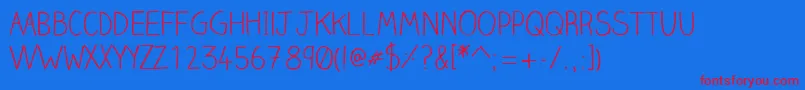 Clairehandlight Font – Red Fonts on Blue Background