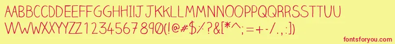 Clairehandlight Font – Red Fonts on Yellow Background