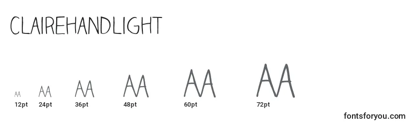 Clairehandlight Font Sizes