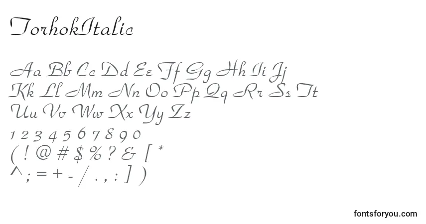 Schriftart TorhokItalic – Alphabet, Zahlen, spezielle Symbole