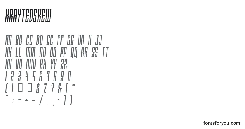 Шрифт Xraytedskew – алфавит, цифры, специальные символы
