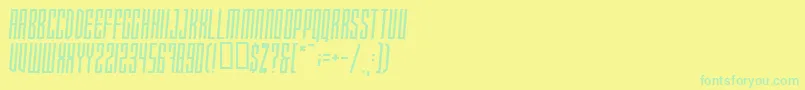Xraytedskew-fontti – vihreät fontit keltaisella taustalla