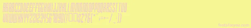 Xraytedskew-Schriftart – Rosa Schriften auf gelbem Hintergrund