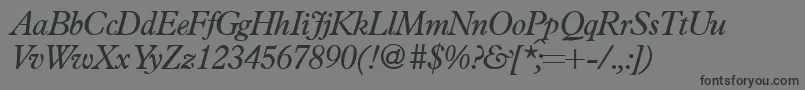 フォントPlacidRegularitalic – 黒い文字の灰色の背景