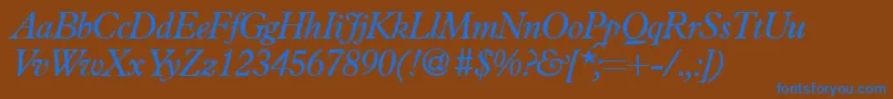 PlacidRegularitalic Font – Blue Fonts on Brown Background