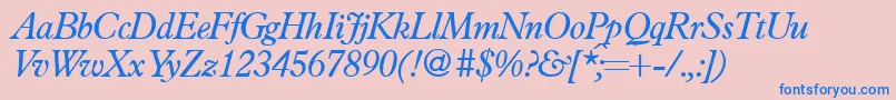 フォントPlacidRegularitalic – ピンクの背景に青い文字