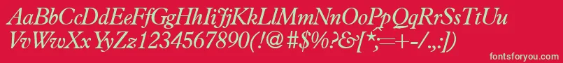 Czcionka PlacidRegularitalic – zielone czcionki na czerwonym tle