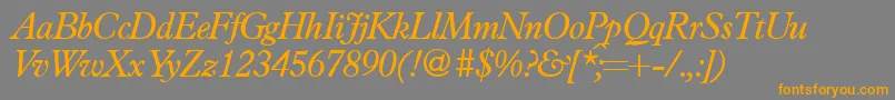 PlacidRegularitalic-Schriftart – Orangefarbene Schriften auf grauem Hintergrund