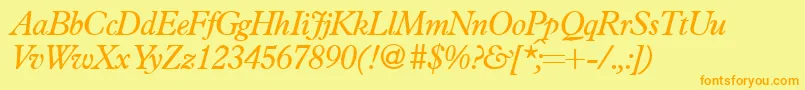 フォントPlacidRegularitalic – オレンジの文字が黄色の背景にあります。