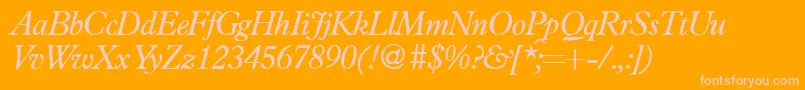 Fonte PlacidRegularitalic – fontes rosa em um fundo laranja