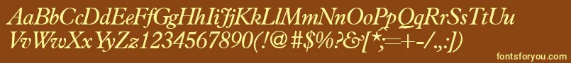 フォントPlacidRegularitalic – 黄色のフォント、茶色の背景
