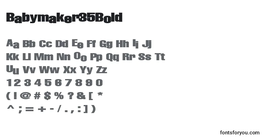 Schriftart Babymaker35Bold – Alphabet, Zahlen, spezielle Symbole