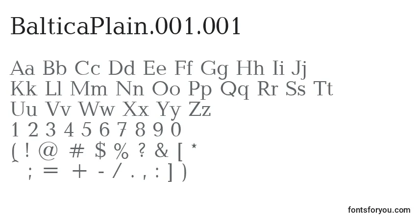 Czcionka BalticaPlain.001.001 – alfabet, cyfry, specjalne znaki