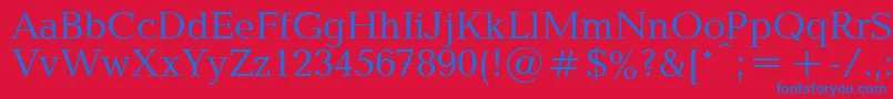 フォントBalticaPlain.001.001 – 赤い背景に青い文字