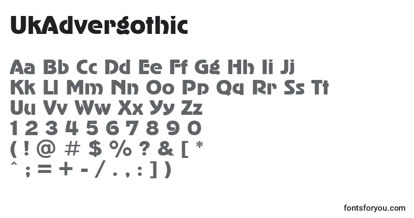 Czcionka UkAdvergothic – alfabet, cyfry, specjalne znaki
