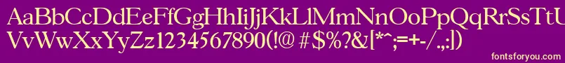 GascogneRegular-fontti – keltaiset fontit violetilla taustalla