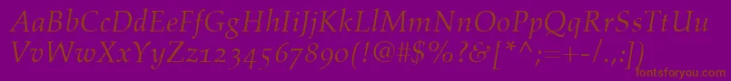 AldusItalicOldstyleFigures-fontti – ruskeat fontit violetilla taustalla