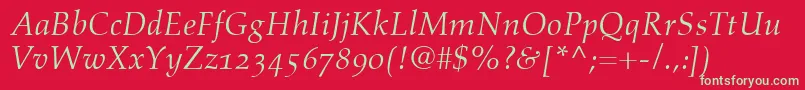 AldusItalicOldstyleFigures Font – Green Fonts on Red Background