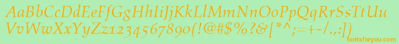 AldusItalicOldstyleFigures Font – Orange Fonts on Green Background