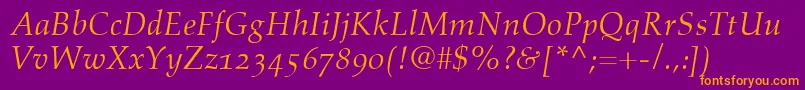 AldusItalicOldstyleFigures Font – Orange Fonts on Purple Background