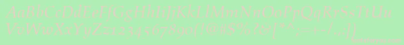 フォントAldusItalicOldstyleFigures – 緑の背景にピンクのフォント