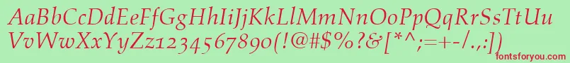 AldusItalicOldstyleFigures Font – Red Fonts on Green Background