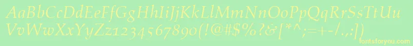 AldusItalicOldstyleFigures Font – Yellow Fonts on Green Background