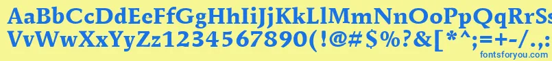 Czcionka MendozaRomanItcBold – niebieskie czcionki na żółtym tle