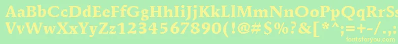 MendozaRomanItcBold-Schriftart – Gelbe Schriften auf grünem Hintergrund