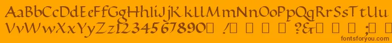 Weitere Informationen zur RamseyFoundationalBold-Schriftart RamseyFoundationalBold-Schriftart – Braune Schriften auf orangefarbenem Hintergrund