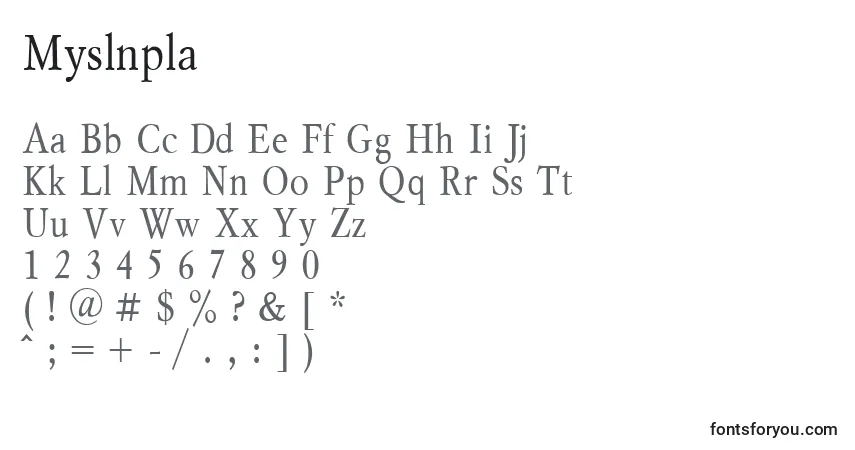 Schriftart Myslnpla – Alphabet, Zahlen, spezielle Symbole