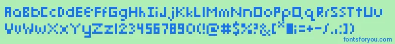 PixelmixMicroフォントについての詳細 フォントPixelmixMicro – 青い文字は緑の背景です。
