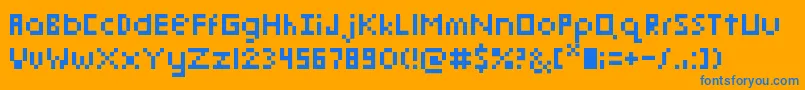 PixelmixMicro-Schriftart – Blaue Schriften auf orangefarbenem Hintergrund