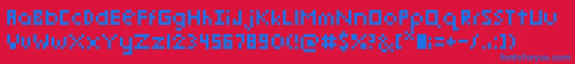 Fonte PixelmixMicro – fontes azuis em um fundo vermelho