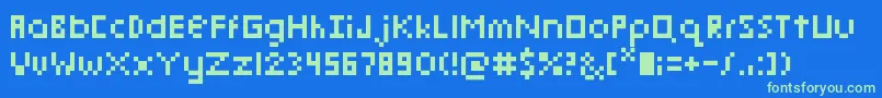 PixelmixMicro-fontti – vihreät fontit sinisellä taustalla