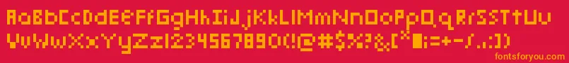 fuente PixelmixMicro – Fuentes Naranjas Sobre Fondo Rojo
