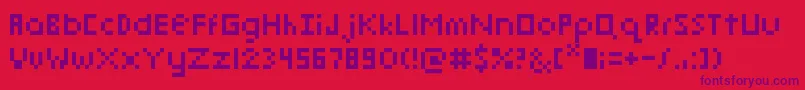 Fonte PixelmixMicro – fontes roxas em um fundo vermelho