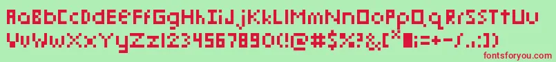 PixelmixMicro Font – Red Fonts on Green Background